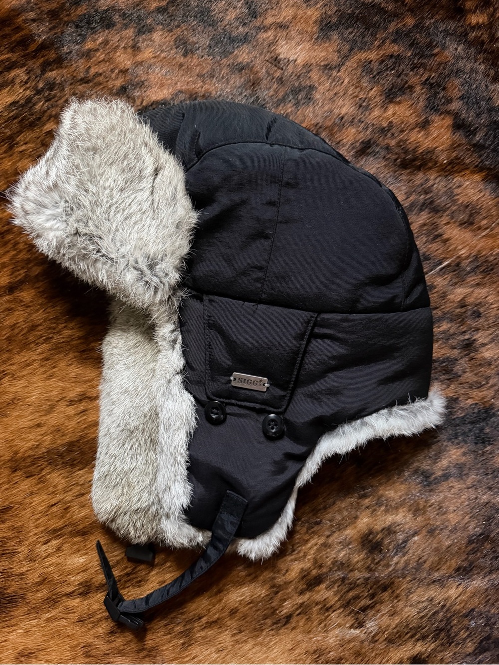 Siggi  Hat Trapper Hat Genuine Rabbit Fur Outdoorsman Lumberjack M /L